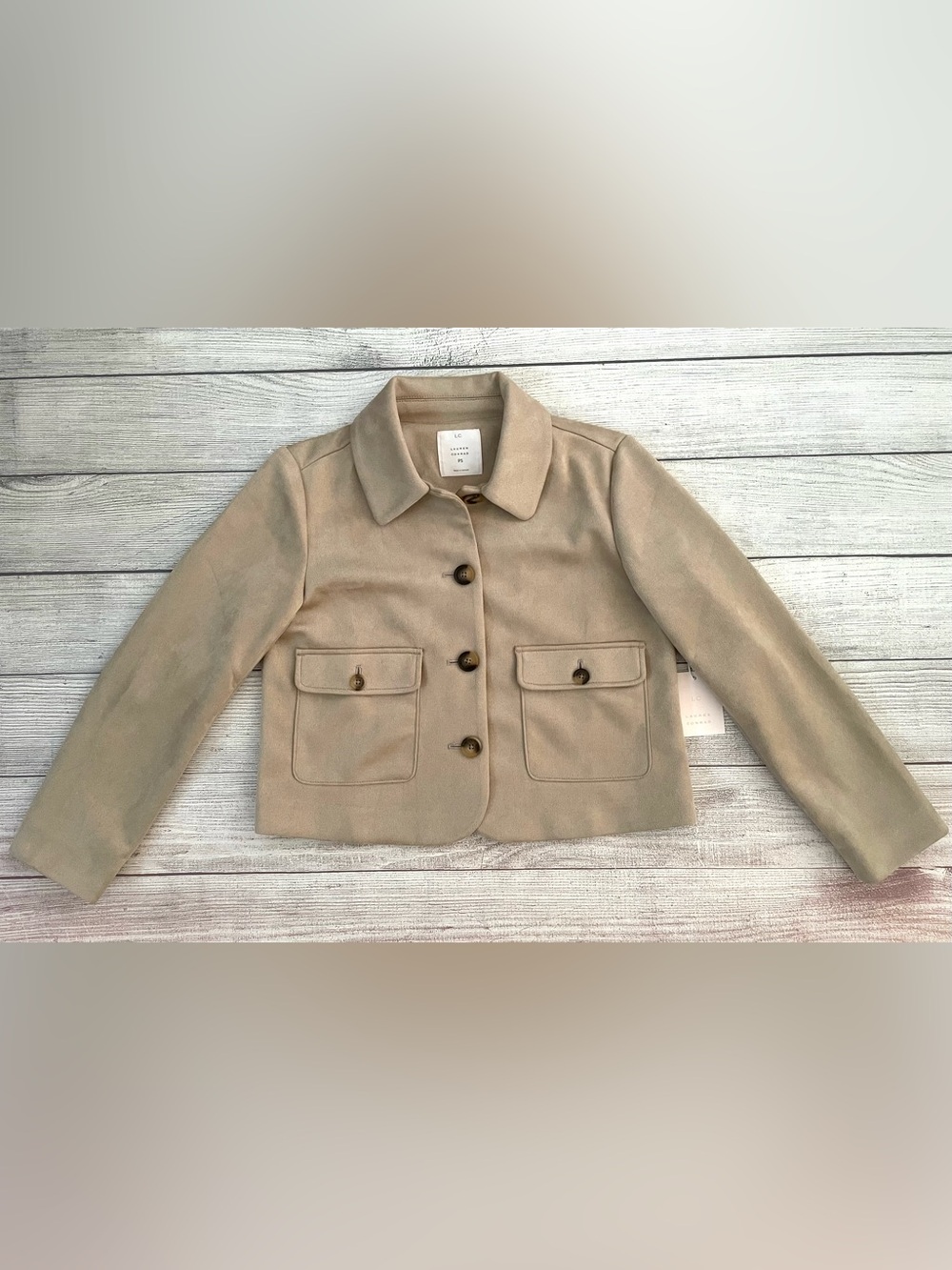 Petite LC Lauren Conrad Faux Suede
Collared Jacket Khaki